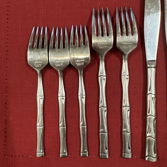 Lot of 12 Rogers Stainless Flatware Bamboo Style Pattern Korea Mid Century - Picture 10 of 16